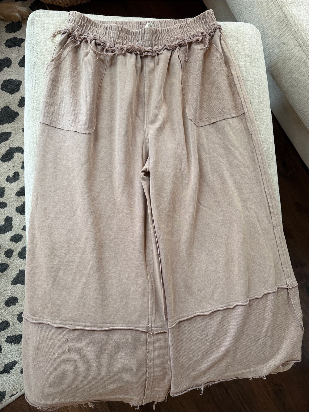 Oli & Hali Wide-Leg Drawstring Pants in Taupe